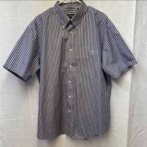 Orvis Shirt Striped Button Front Short Sleeve Size XL Pocket 100% Cotton